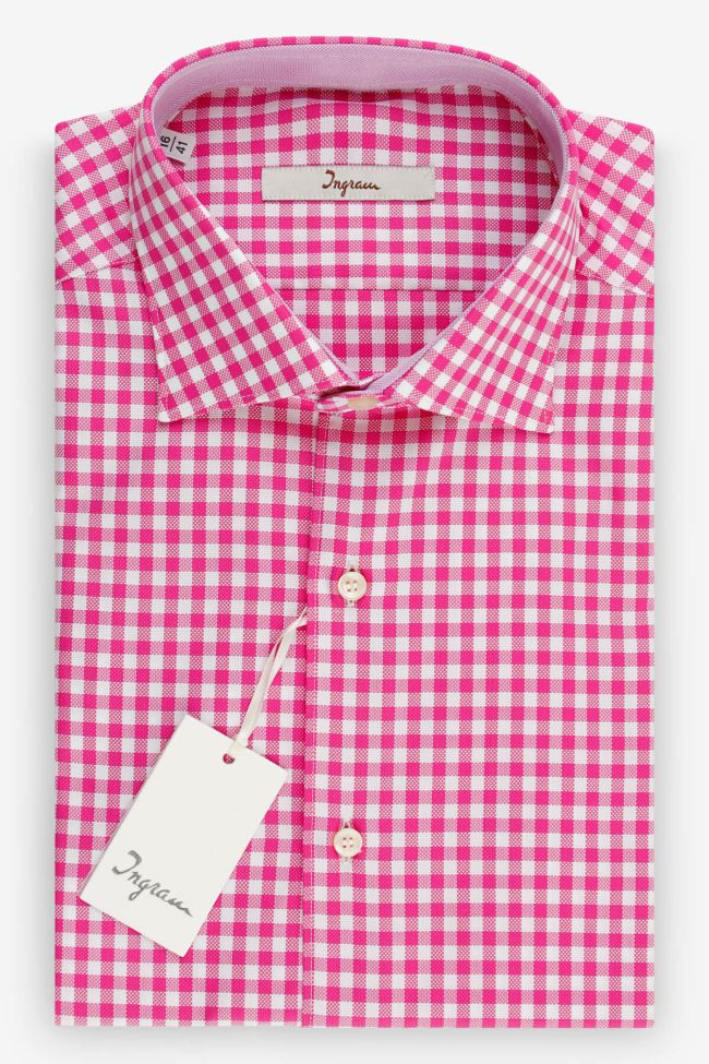 Shirt Man Ingram Regular Check 100% cotton collar French Long sleeve