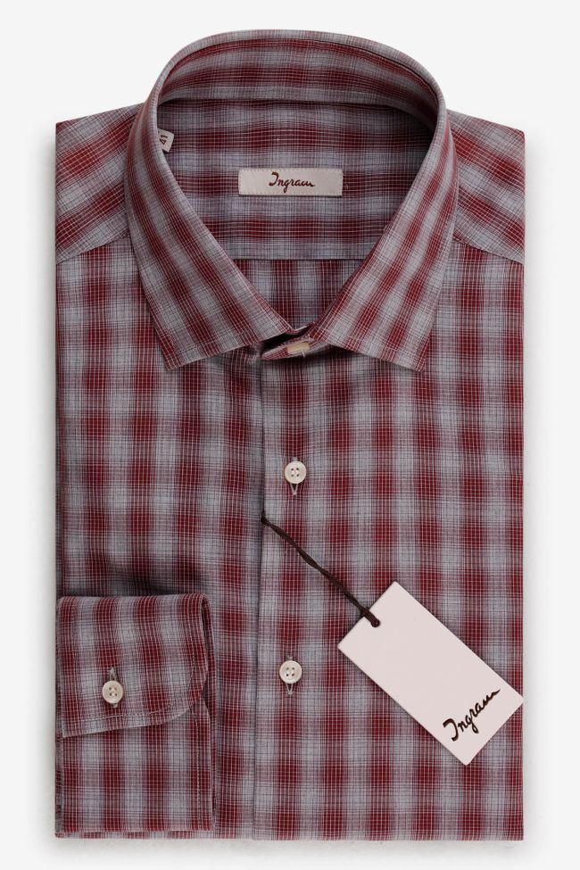 Camisa Hombre Ingram Regular Cuadros 100% algodón cuello Francés Manga larga