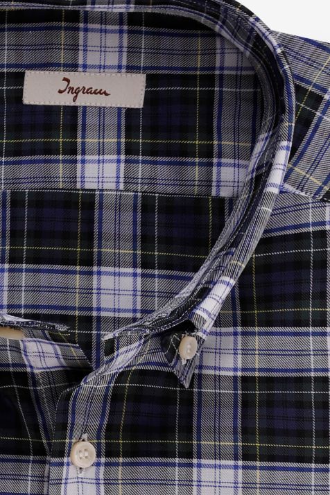 Shirt Man Ingram Regular Check 100% cotton collar Button down Long sleeve