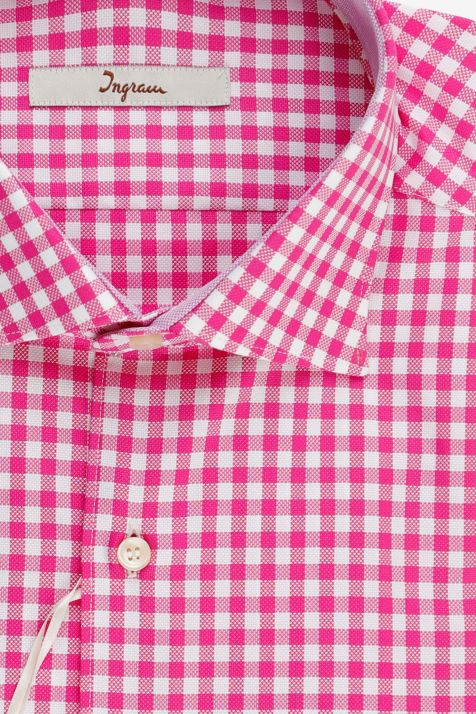 Shirt Man Ingram Regular Check 100% cotton collar French Long sleeve