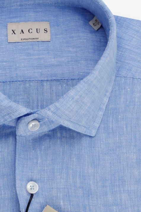 Shirt Man Xacus Classic Plain 100% linen collar French Long sleeve